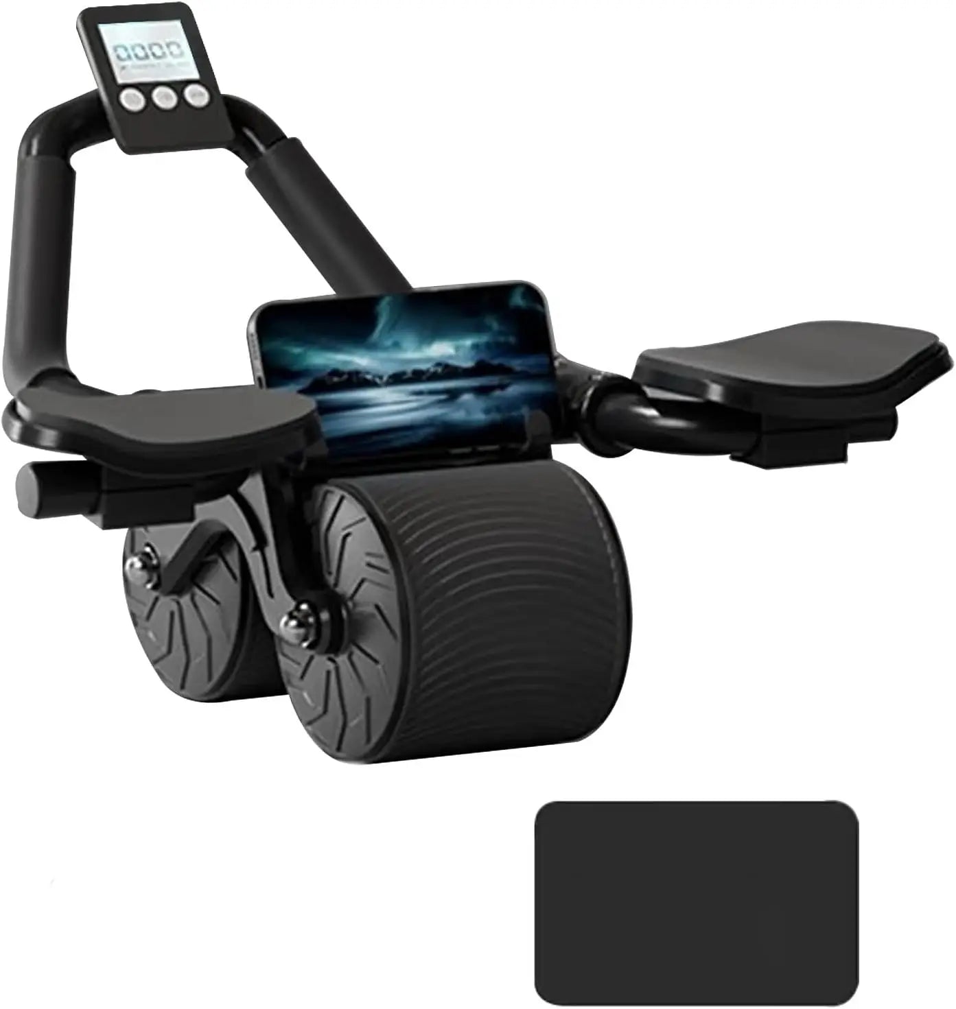 Ab Roller Wheel with Elbow Support, Smart Counter, and Phone Holder